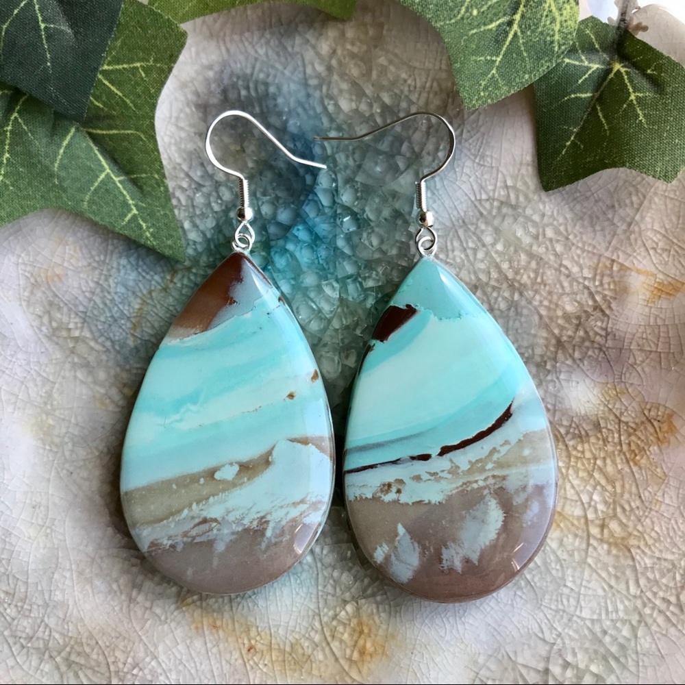Handmade Polymer Clay Teardrop Earrings - Picture 2 of 2